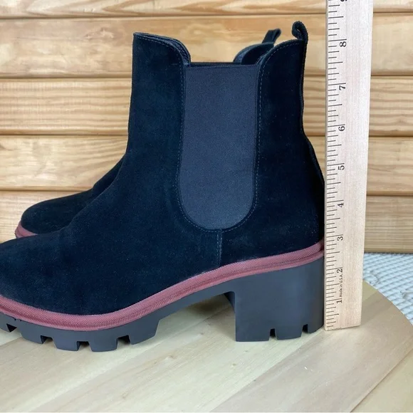 Antonio de Faria Boots Women's 9 US Black Suede Leather Chelsea Platform Chunky - Picture 4 of 11